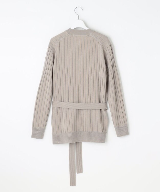 自由区 【洗える】ウールミックス ミドル丈カーディガン ライトグレー系