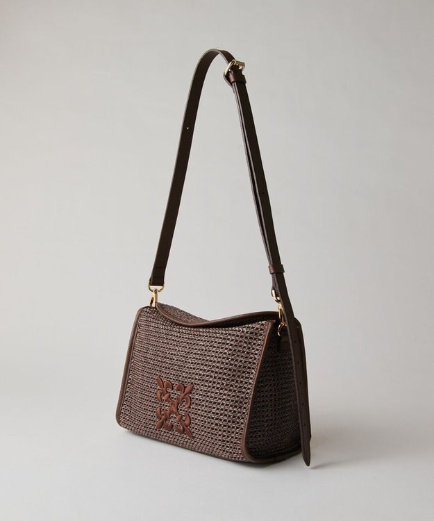 russet ナイロンラフィアショルダーバッグ(CE-1713) D.Brown