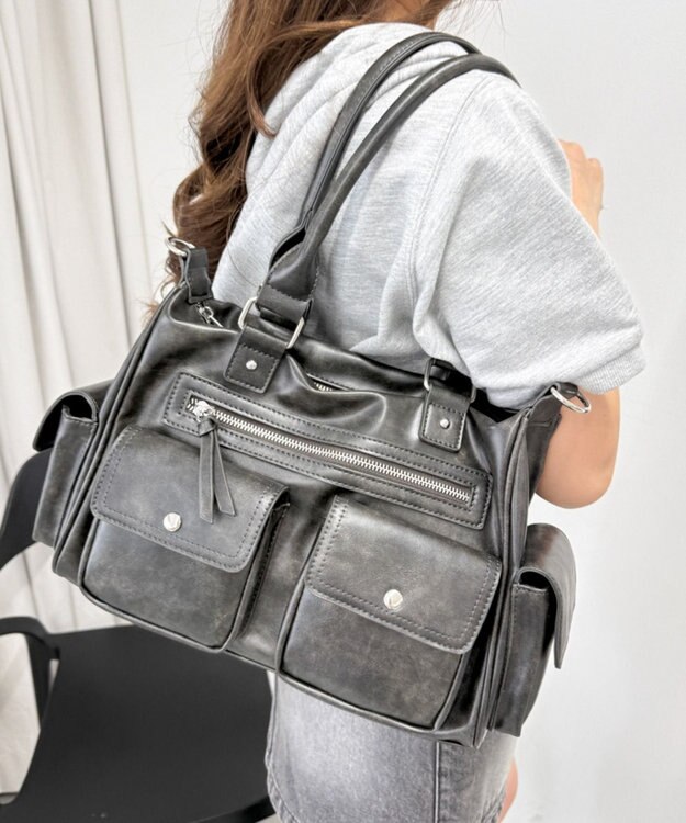 WEGO ポケットデザインボストンショルダー ブラックその他