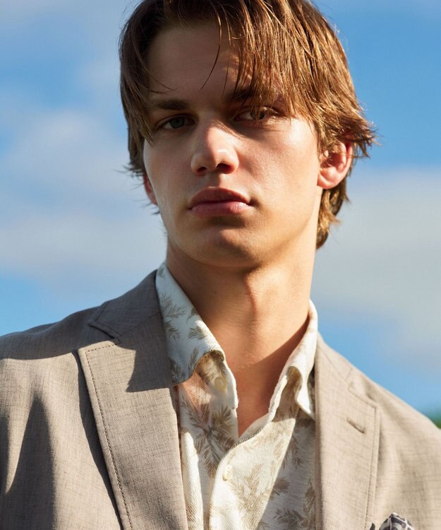 JOSEPH ABBOUD 【キングサイズ・清涼/ストレッチ】ストレッチリネンシャンブレー ジャケット ベージュ系