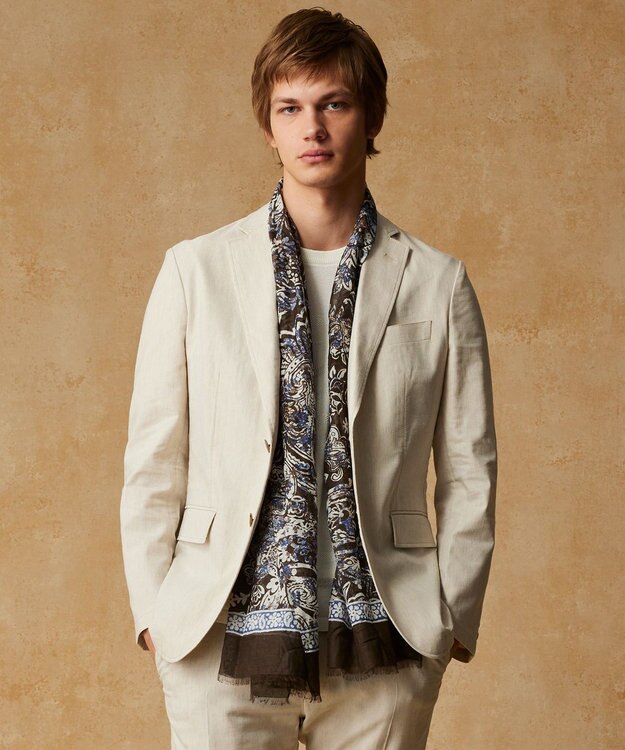 JOSEPH ABBOUD 【清涼/ストレッチ】ストレッチリネンシャンブレー ジャケット アイボリー系