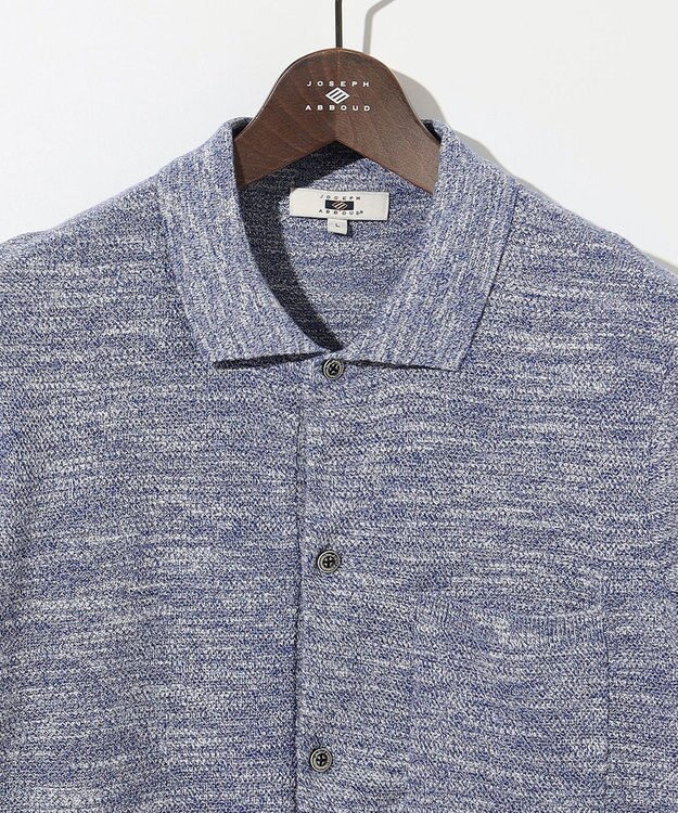 JOSEPH ABBOUD 【イタリア糸使用/軽い/洗える/サスティナブル】スラブギマ ニット シャツ サックスブルー系