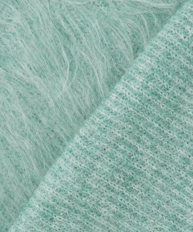 UNFILO L アルパカシャギー クルーネック プルオーバー グリーン