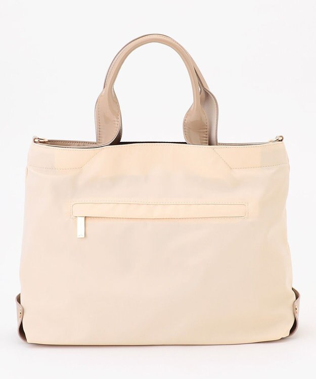 LA BAGAGERIE ツイルナイロン×エナメル 2WAYトートバッグ Mサイズ アイボリー