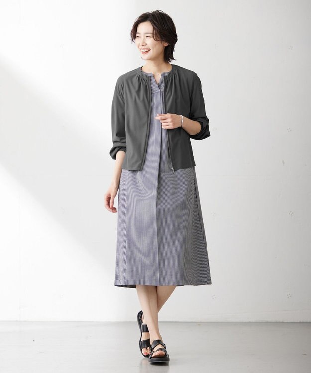 J.PRESS LADIES S 【WEB限定カラーあり・抗菌消臭・吸水速乾】サッカージャージー ワンピース グレー系1