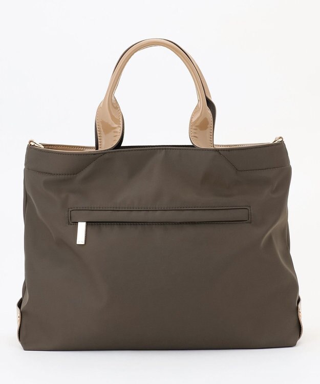 LA BAGAGERIE ツイルナイロン×エナメル 2WAYトートバッグ Mサイズ カーキ