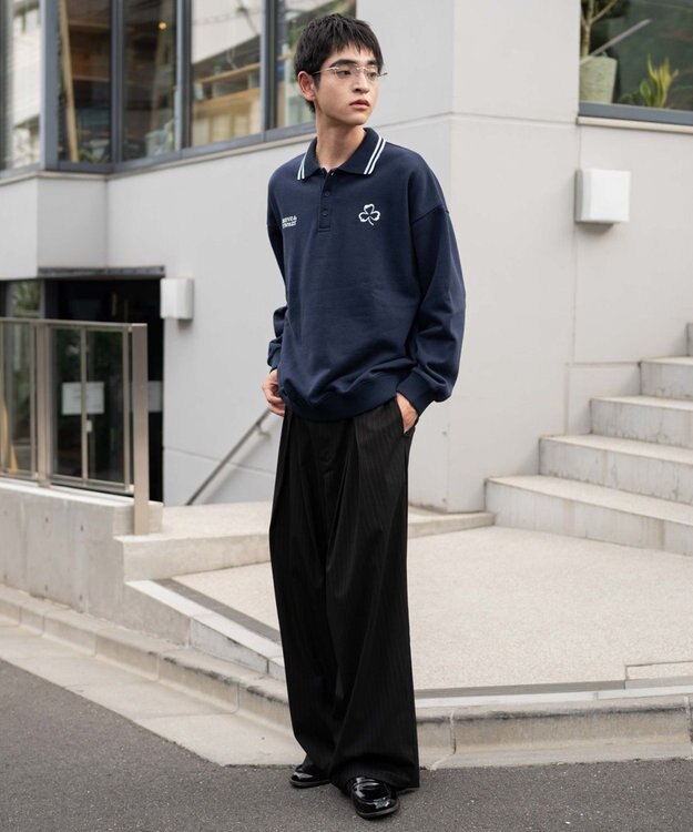 WEGO 【ユニセックス着用ITEM/MLサイズ展開】モチーフロゴポロスウェット ネイビー