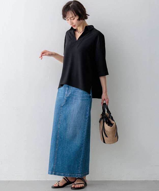 23区 23区DENIM Iライン デニムスカート スカイブルー系