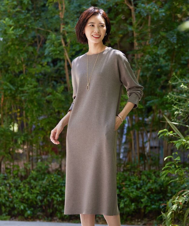 J.PRESS LADIES 【洗える】VIS/PE MILANO ニット ワンピース ブラウン系