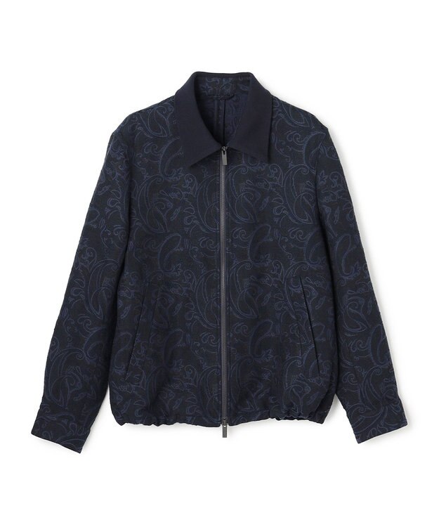 JOSEPH HOMME 【新柄】エスニカルスラブジャガード　ジップアップブルゾン ネイビー系