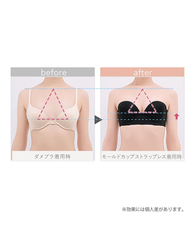 BRADELIS New York 【BRADELIS FIT / 響きにくい】モールドカップストラップレスブラ ブラデリス ズレにくい 補正 ブラジャー ブラック