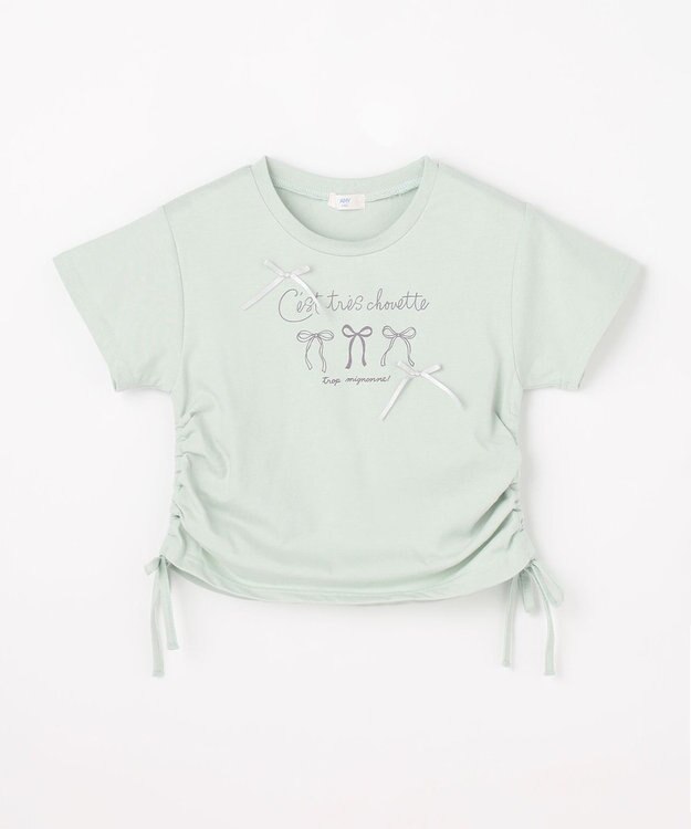ANY KIDS 【洗濯機可能】ドロスト 裾リボンTシャツ ミント