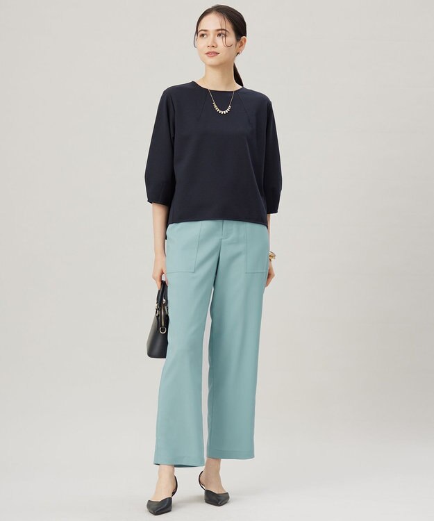 自由区 L 【セットアップ対応・洗える】ブークレダンボール カットソー ネイビー