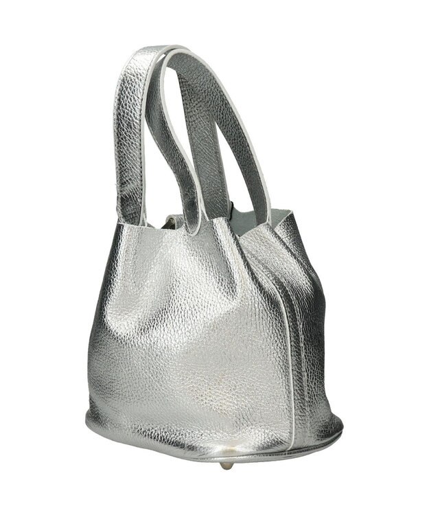 INTER-CHAUSSURES 【ANDREA CARDONE】メタリックレザーバケットバッグ シルバー