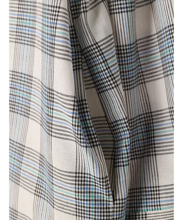 Green Parks 綿麻混バンドカラーシャツワンピース Check