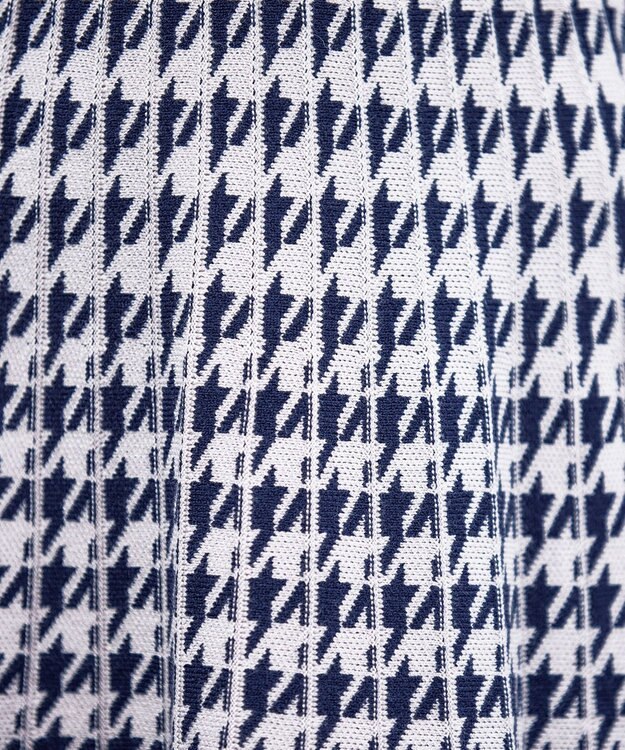 Tiaclasse 【洗える】千鳥柄ニットプリーツワンピース ネイビー