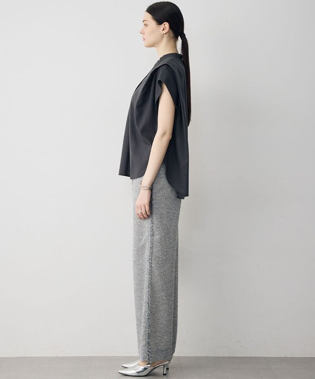 ICB 【先行予約】シルフィーローン スキッパータックデザインブラウス チャコール