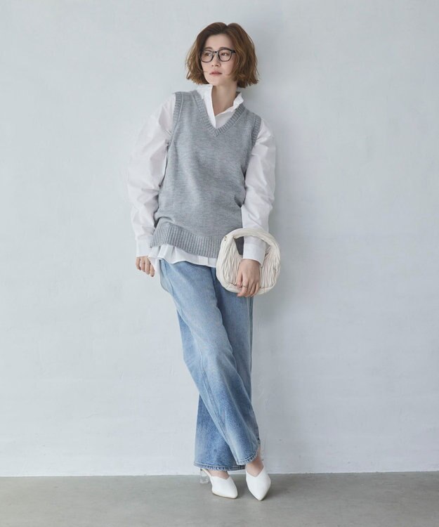 WEGO 【2026春夏】ベーシックニットベスト 杢グレー