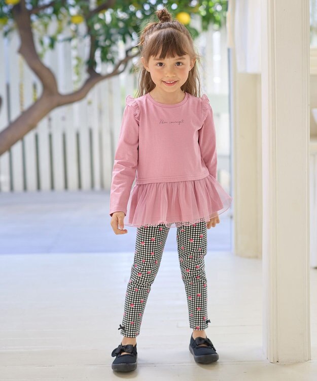 ANY KIDS 裾チュール 長袖 Tシャツ ピンク