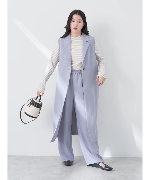 earth music&ecology ギャザーパンツ Grayish Blue