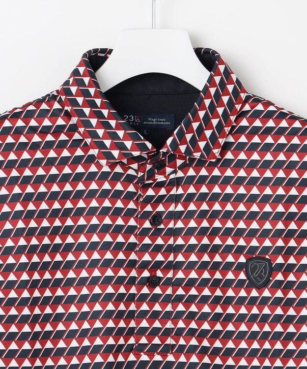 23区GOLF 【MEN】フラッグ総柄ポロシャツ レッド系5