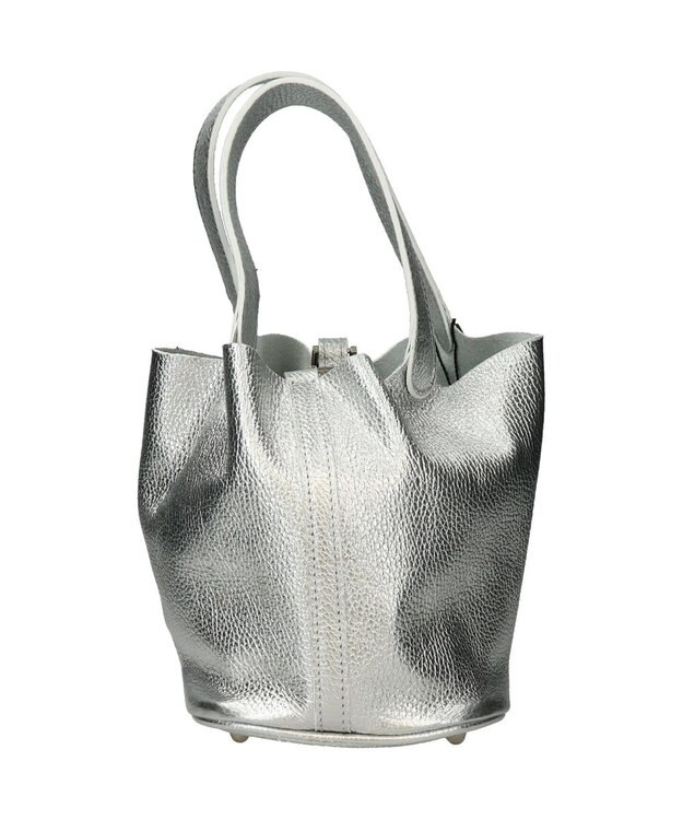 INTER-CHAUSSURES 【ANDREA CARDONE】メタリックレザーバケットバッグ シルバー