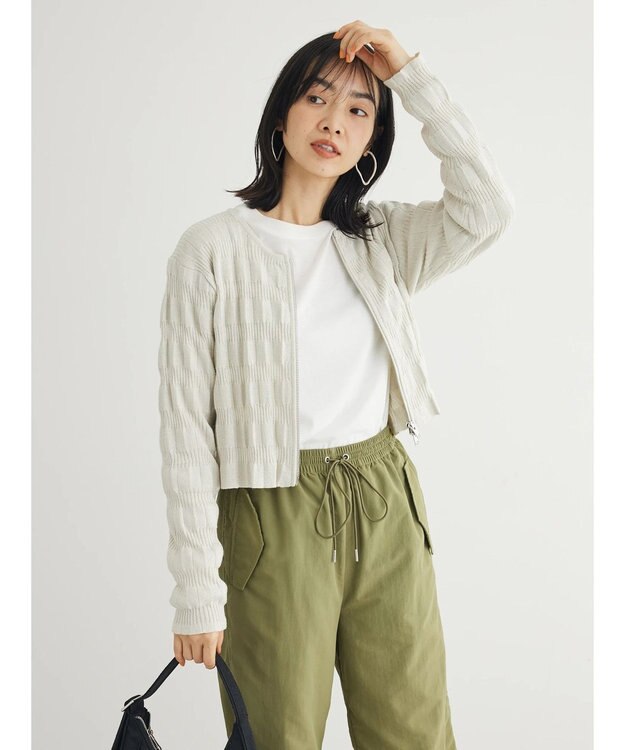 Green Parks ・ＡＮＤ　ＳＥＡＲＣＨ　ラメランダムリブカーディガン Ivory