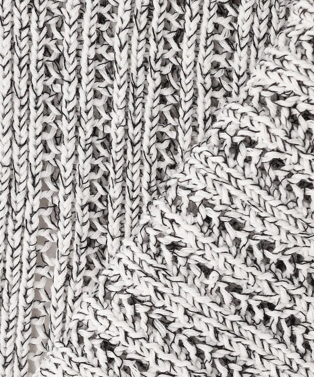 ICB L コットンツイスター ニットベスト オフホワイト×ブラックミックス