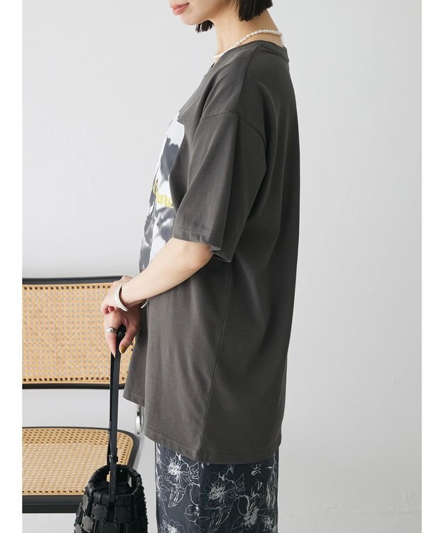 Green Parks レトロフラワーロゴ入りプリントＴシャツ Gray