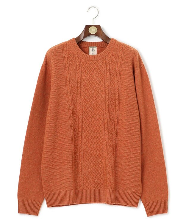 J.PRESS MEN 【KING SIZE】【Cash Lamb's Wool】ケーブルクルーネック ニット オレンジ系