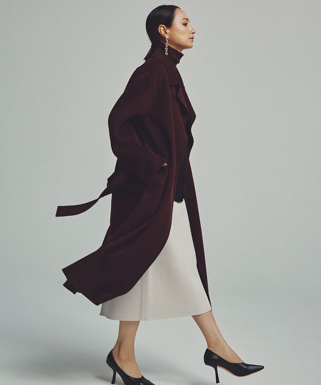 ICB 【CLASSY.1月号掲載】WoolRever ロングコート バーガンディ系