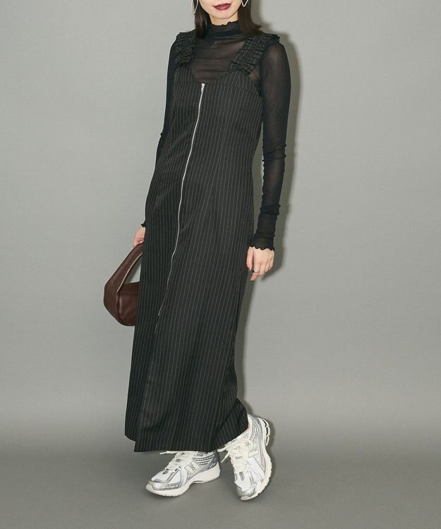 Green Parks フロントジップキャミワンピース Black