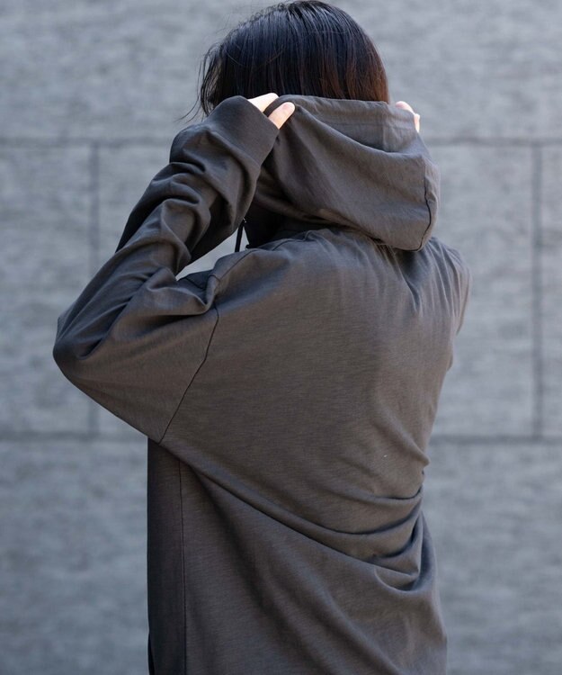 WEGO 【ユニセックス着用ITEM/MLサイズ展開】スラブチェックロゴジップパーカー ブラック中濃色