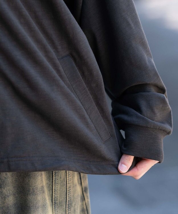 WEGO 【ユニセックス着用ITEM/MLサイズ展開】スラブチェックロゴジップパーカー ブラック中濃色