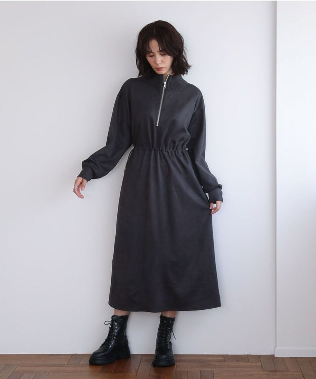 Green Parks ・ＥＬＥＮＣＡＲＥ　ＤＵＥ　スエードポンチワンピース Charcoal Gray