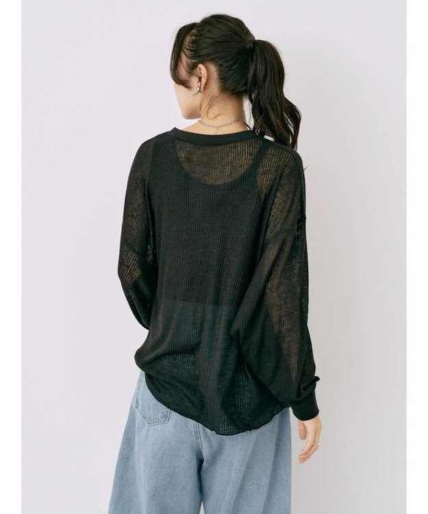 earth music&ecology シアーリブドルマンプルオーバー Black