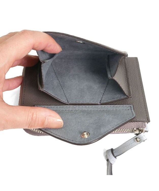 PELLE BORSA L字ファスナーコンパクト財布 Very Goods ベリーグッズ 7206 グレー