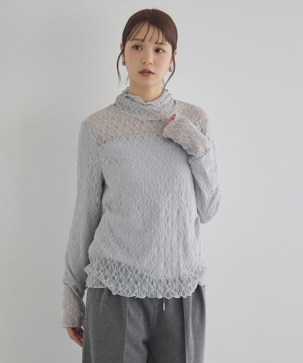 earth music&ecology 【吸湿発熱】あったかフェミニンインナー（ハイネック） Light Gray