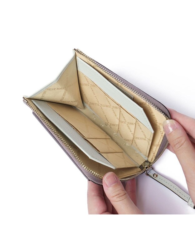 PELLE BORSA L字ファスナーコンパクト財布 Very Goods ベリーグッズ 7206 グレー