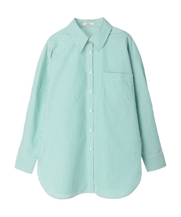 earth music&ecology ボーイズライクシャツ Stripe Green