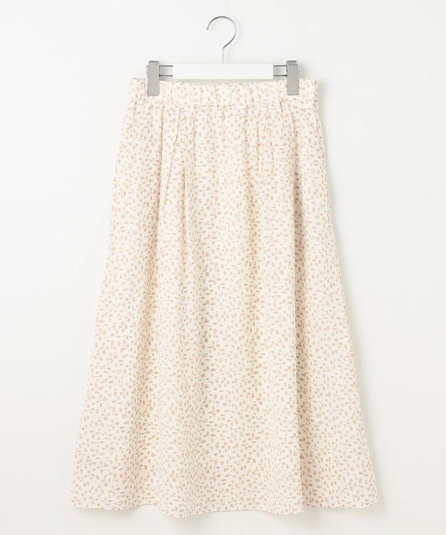 自由区 L 【カタログ掲載・セットアップ対応・洗える】ジオメトリックフラワードットプリント スカート ベージュ系