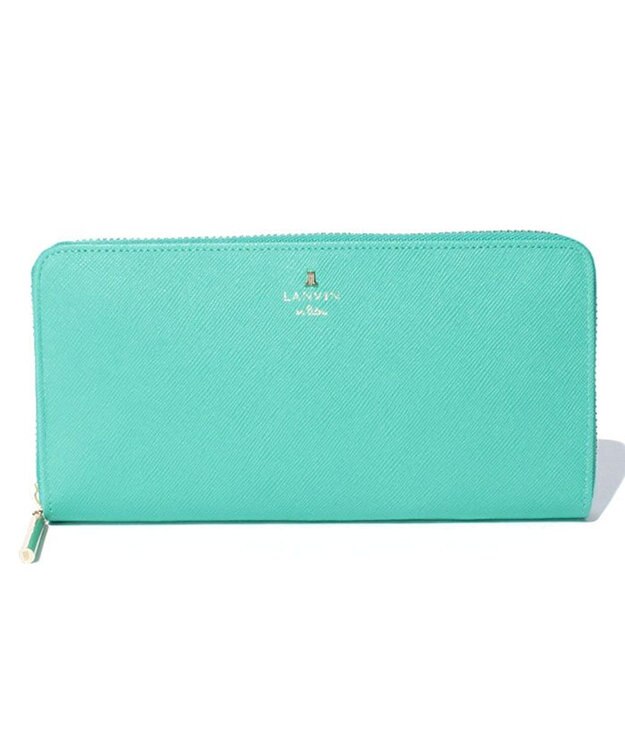 LANVIN en Bleu リュクサンブールカラー ラウンド長財布 エメラルドグリーン