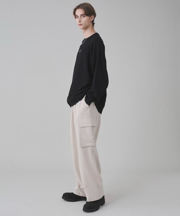 WEGO 【ユニセックス着用ITEM/SMLサイズ展開】アクセ付きワンポイントニットプルオーバー ブラック