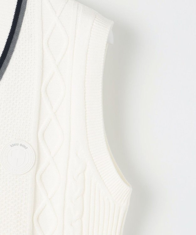 23区GOLF 【MEN】【洗える】ケーブル柄 ニットベスト ホワイト系
