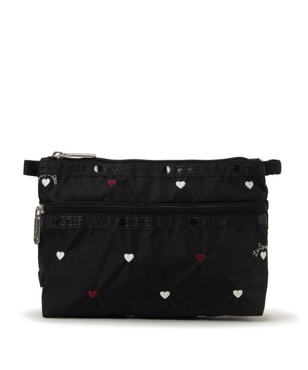 LeSportsac COSMETIC CLUTCH/レッド/ホワイトハートEMB レッド/ホワイトハートEMB