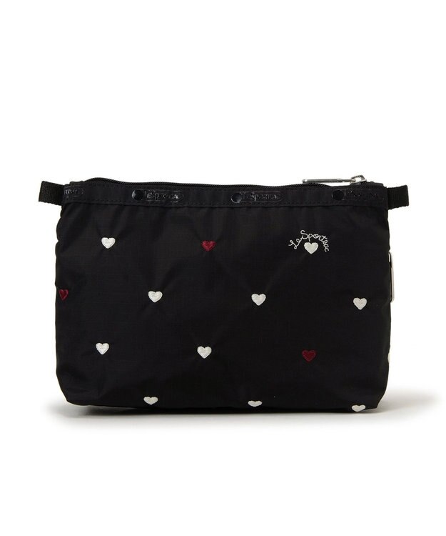LeSportsac COSMETIC CLUTCH/レッド/ホワイトハートEMB レッド/ホワイトハートEMB