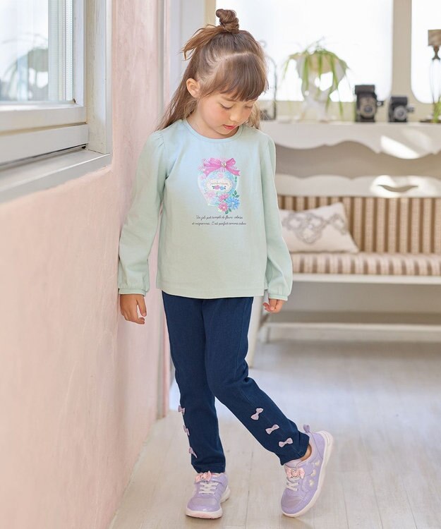 ANY KIDS 【チェリーベリーシリーズ】フルーツジャム 長袖 Tシャツ ミント×ハーバリウム