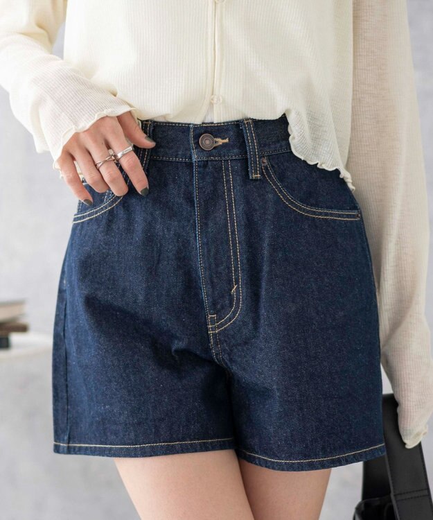 WEGO 台形デニムショートパンツ デニム濃色