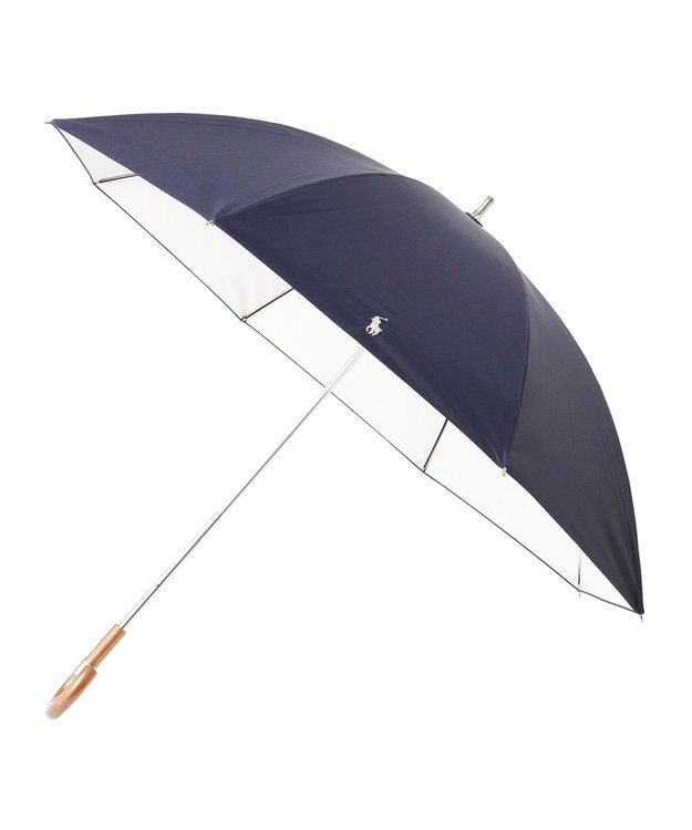 MOONBAT 【軽量】POLO RALPH LAUREN 晴雨兼用日傘 長傘 PP刺繍／一級遮光 遮熱 UV ネイビー×オフ