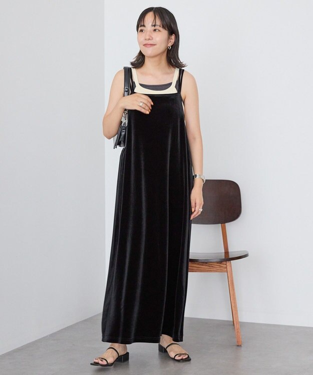AMERICAN HOLIC ベロアキャミワンピース Black